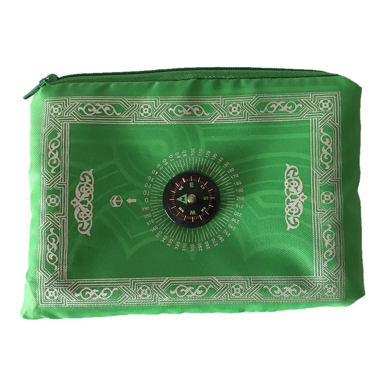 Мусульманский переносной Коврик для молитв с компасом 100*60 см полиэстер водонепроницаемый исламский Карманный молящийся коврик Qibla - Цвет: Green