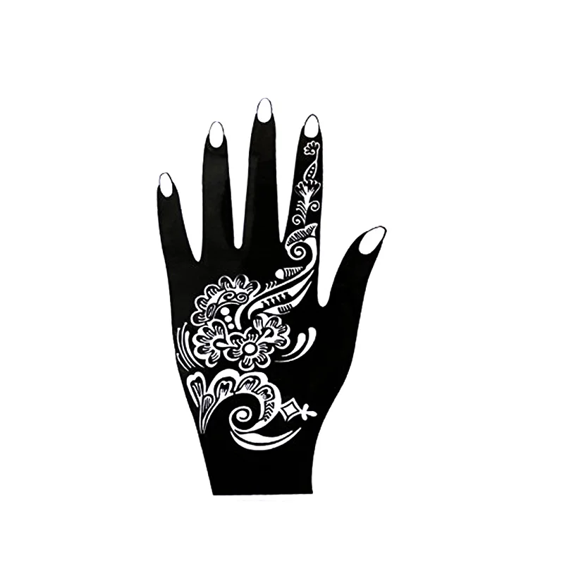 6pcs/Set Mehndi Black Henna Tattoo Temporary Templates Glitter Airbrush Tattoo Stencil for Hand Finger Body Painting