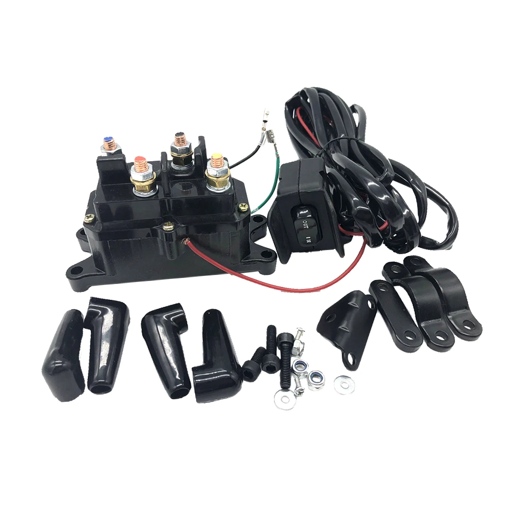 12V ATV Solenoid Relay Contactor + Winch Rocker Thumb Switch Wiring COMBO
