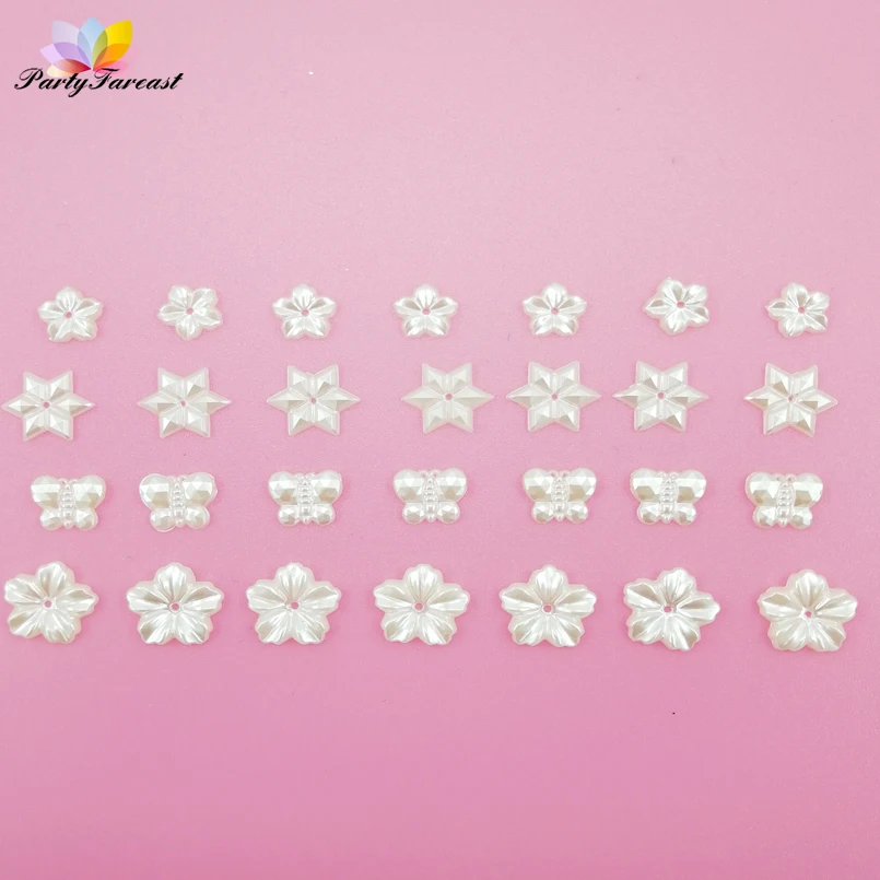 

PF 20g/bag DIY Acrylic Beads Flatback Resin Butterfly/Flower/Star for Nails Phone Case Decor Accessories Ornaments about 200pcs