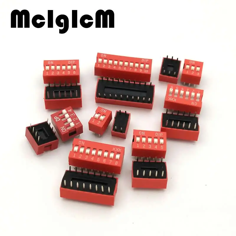 

10pcs DIP Switch Slide Type Red 2.54mm Pitch 2 Row DIP Toggle switches 2p 3p 4p 5p 6p 8p 10p Free Shipping