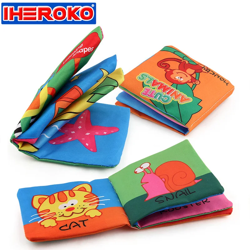 

IHEROKO Baby Toys Early Development Cloth Books 6 Patterns Baby Toy Soft Cloth Books Baby Learning&Education Animal Cloth Books