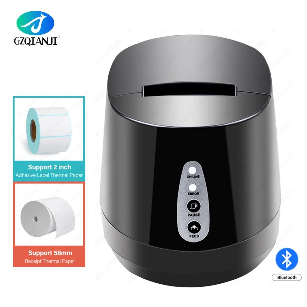 Lable طابعة ملصقا الملاحظات USB/بلوتوث الباركود طابعة إيصالات حرارية البرمجيات الحرة POS طابعة لسوبر ماركت مخازن