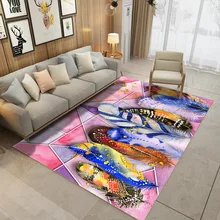 Геометрические цветные перьевые коврики с узором для гостиной, спальни, коврики для детской комнаты, мохнатый игровой коврик для ползания, Современный домашний декор