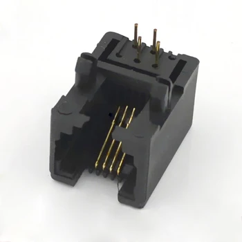 

50pcs 95001-6p4c RJ Connector Black Plastic Telecommunications Line Socket For Telephone Socket Interface