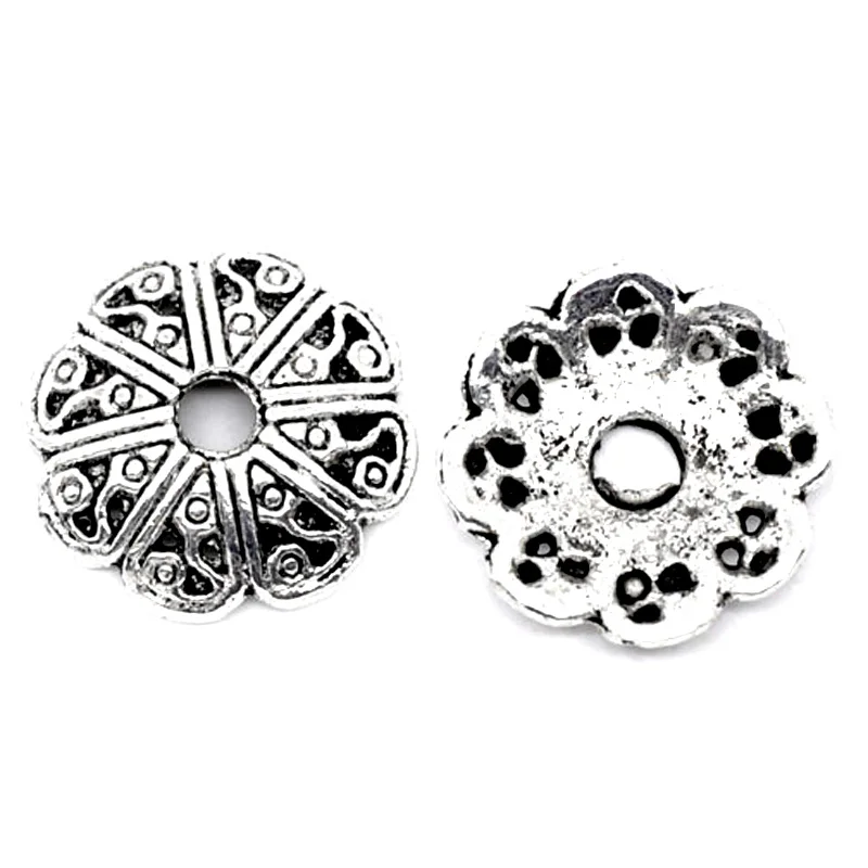 

50pcs 12mm Zinc Alloy Eight Petals Beads End Caps Hollow Out Flower Loose Spacer Beads For Jewelry Making Accessories Diy