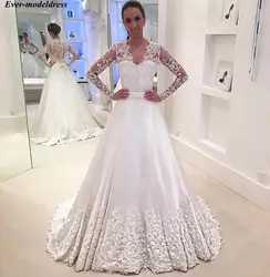 Vestido de Noiva 2019 одежда с длинным рукавом свадебные платья с аппликацией и бантом Cusotmized плюс Размеры платья для матери невесты Свадебные платья