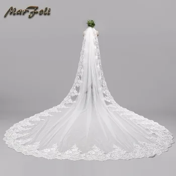 

In Stock Bridal Veils Wedding Veil White/Ivory Lace Edge Appliqued With Comb 3 yard Wedding Accessories