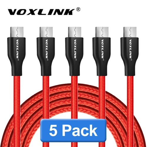 VOXLINK Micro USB кабель 2.4A телефон Быстрый USB зарядный кабель для Xiaomi Redmi Note5 Micro USB зарядное устройство кабель для передачи данных для samsung USBCord - Цвет: Red 5pcs cable