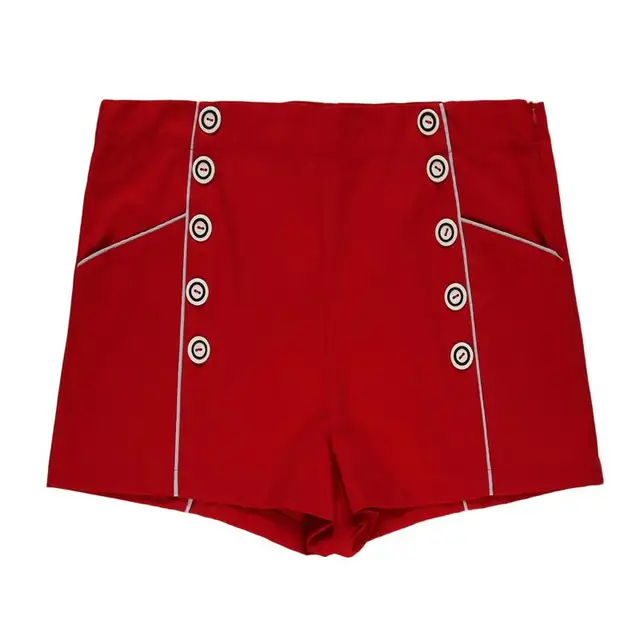 New Style Ladies High Waist Shorts Red 