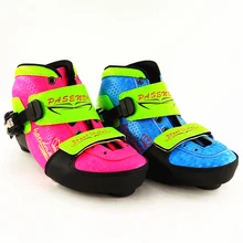 Встроенные скоростные коньки, 4 размера, регулируемые, для взрослых, детей, регулируемые, одиночные, моющиеся ботинки, роликовые коньки