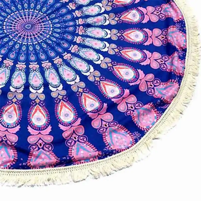 New Round Hippie Tassel Tapestry Beach Throw Mandala Towel Yoga Mat Bohemian Blanket Tablecloth Printed Towel Beach A22# (3)