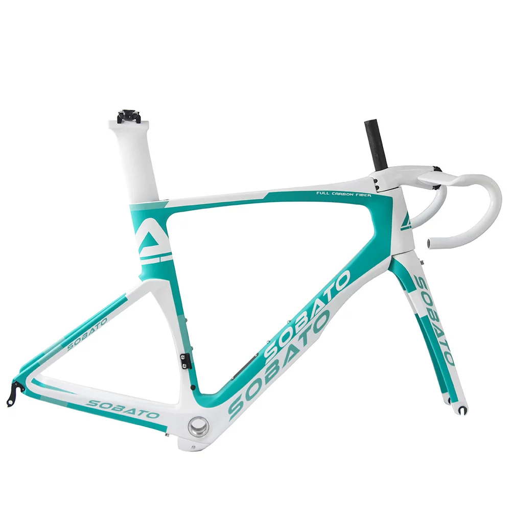 54 см карбоновая рама с полным монококом дизайн 700C TT велосипедная дорожная рама карбоновая с прямым креплением рамы дорожного велосипеда - Цвет: Green