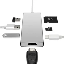 Moveski VT 101 USB C Hub type C Hub 3.1 with USB Charging Port HDMI Port 2 USB 3.0 & 1 USB 2.0 Ports SD & MicroSD Card Reader