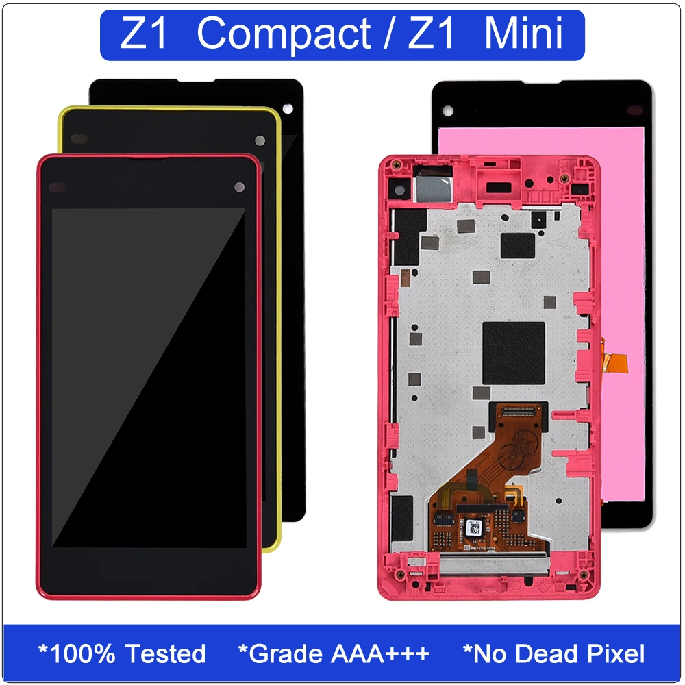 

for Sony Xperia Z1 Compact Display Touch Screen Digitizer for Sony Xperia Z1 Compact D5503 D5502 LCD With Frame Z1 Mini Display