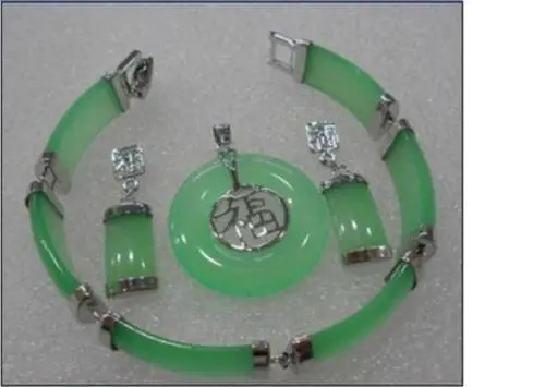 

Beautiful women's jewelry set Necklace Bracelet Ring Earring ^^^@^18K GP style Fine jewe Noble Natural jade FREE SHIPPING