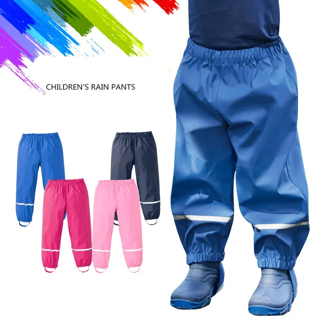 Children's PU Rain Pants Spring Thin Baby Girl Boy Rain Gear Kindergarten Kids Waterproof