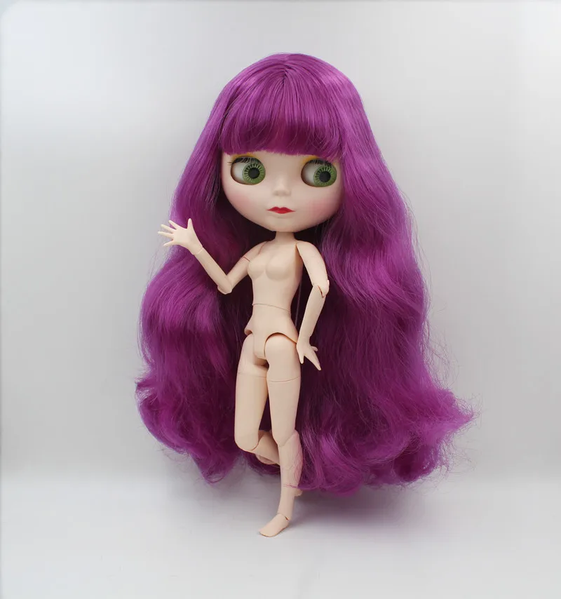 Blygirl,Blyth doll,Curly purple bangs, 1/6 nude dolls, 19 joints, a new face shell doll that can make up for her