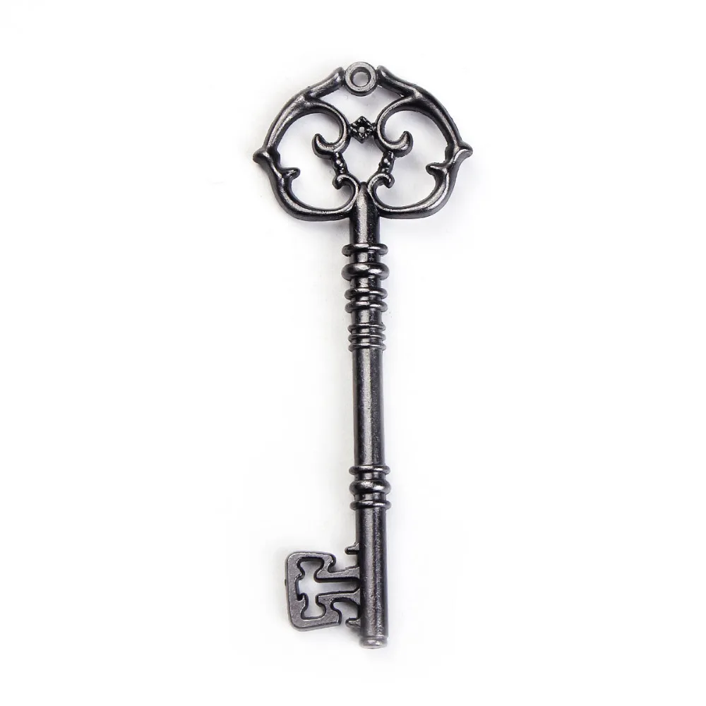 

DoreenBeads Zinc Based Alloy Gunmetal Pendants Key Carved Pattern Fashion DIY Components Findings 83mm x 31mm(1 2/8"), 10 PCs