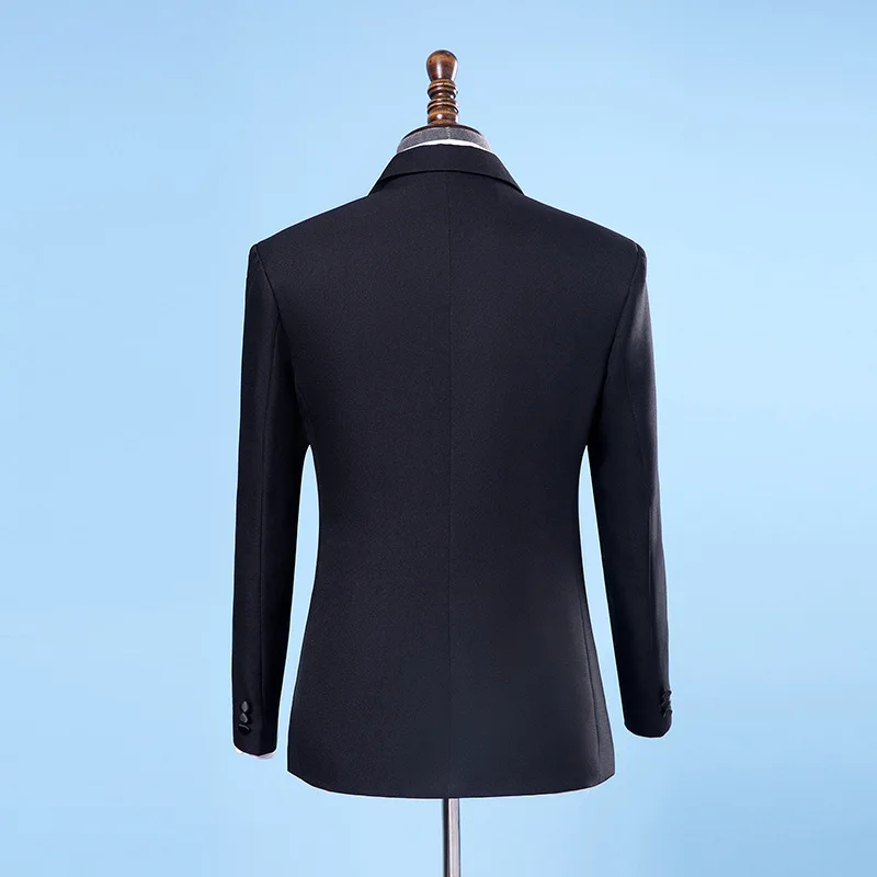 Kopen Mannen Wedding Suits Voor Mannen Sjaalkraag 2 Pieces Slim Fit Luxe Tonen Zanger Kostuums Heren Zwarte Smoking Jas + broek