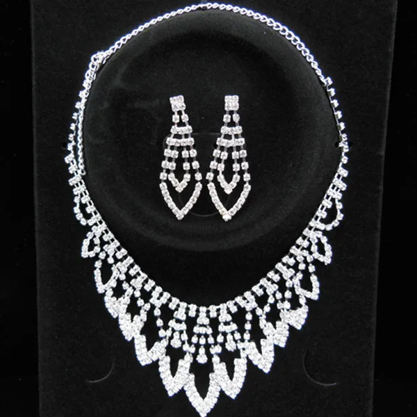 

6 Pcs Gorgeous Bridal Wedding Jewelry Rhinestones Crystal Necklace Earrings Set