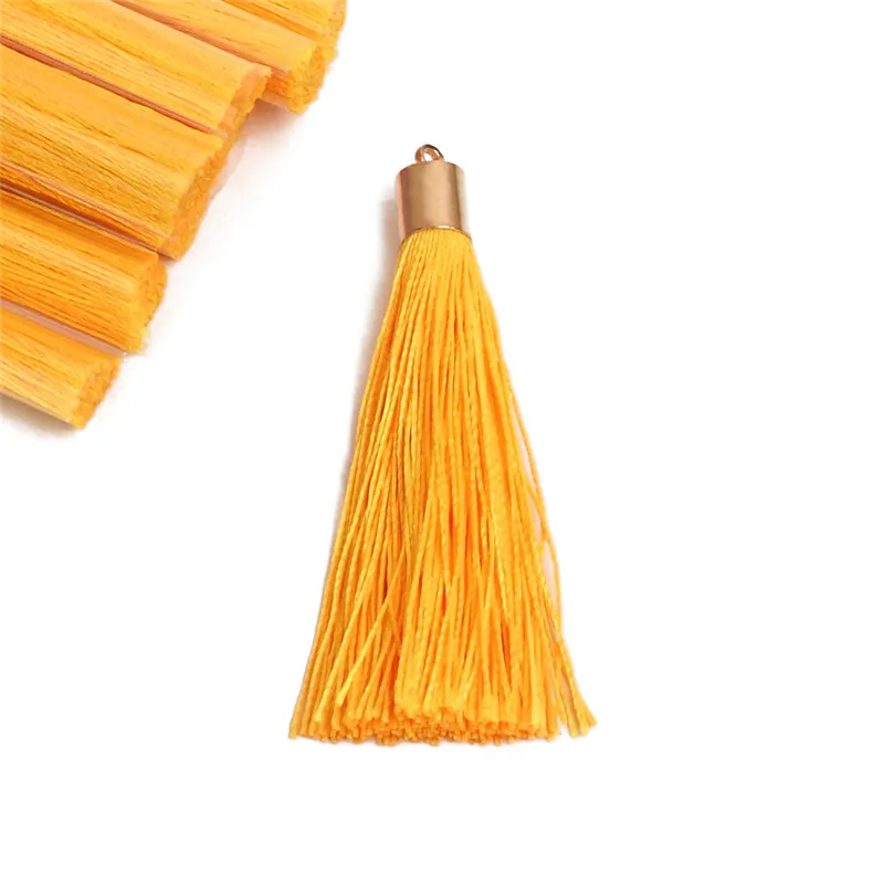 Длинные разноцветные хлопковые шелковые кисточки для сережек, сделай сам, изготовление ювелирных изделий, цветные кисточки, аксессуары с золотым металлическим цветом - Цвет: K