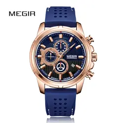 MEGIR Топ люксовый бренд хронограф мужские спортивные часы мужские силиконовые кварцевые роскошные мужские часы брендовые