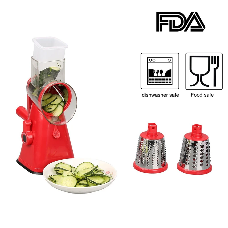 New Round Vegetable Cutter Mandoline Slicer Potato Carrot Grater Slicer with 3 Stainless Steel Blade Nut Shredder Kitchen Tools