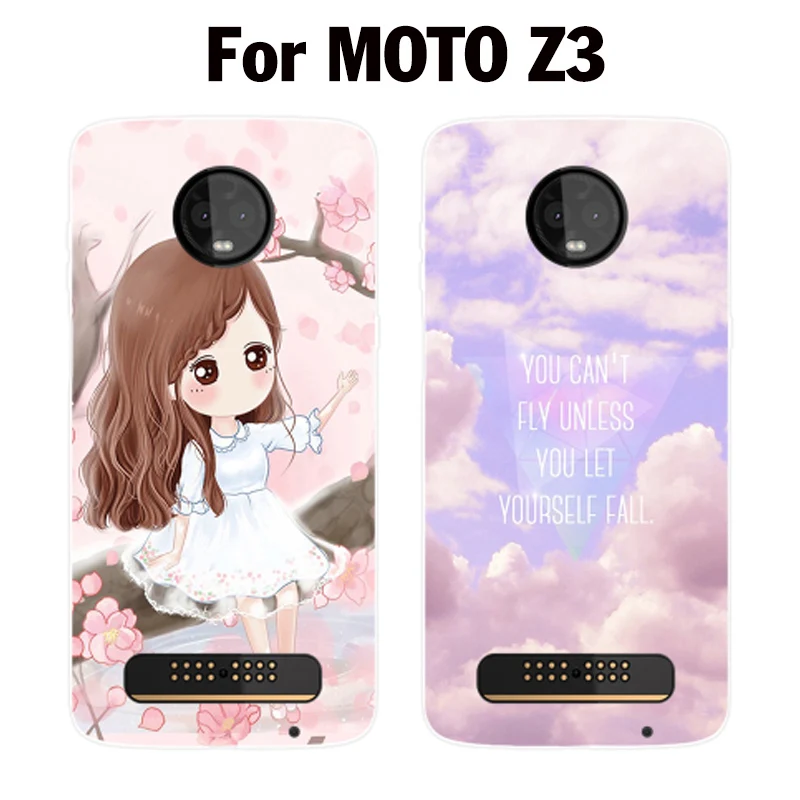 Чехол для MOTO Z3 милый мультяшный мягкий чехол Z 3 защитный телефона xtзакладки fundas
