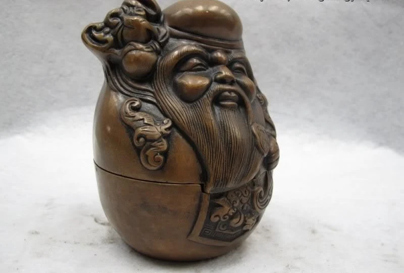 

China Folk Copper Bronze Immortal Old Longevity God incense burner censer statue