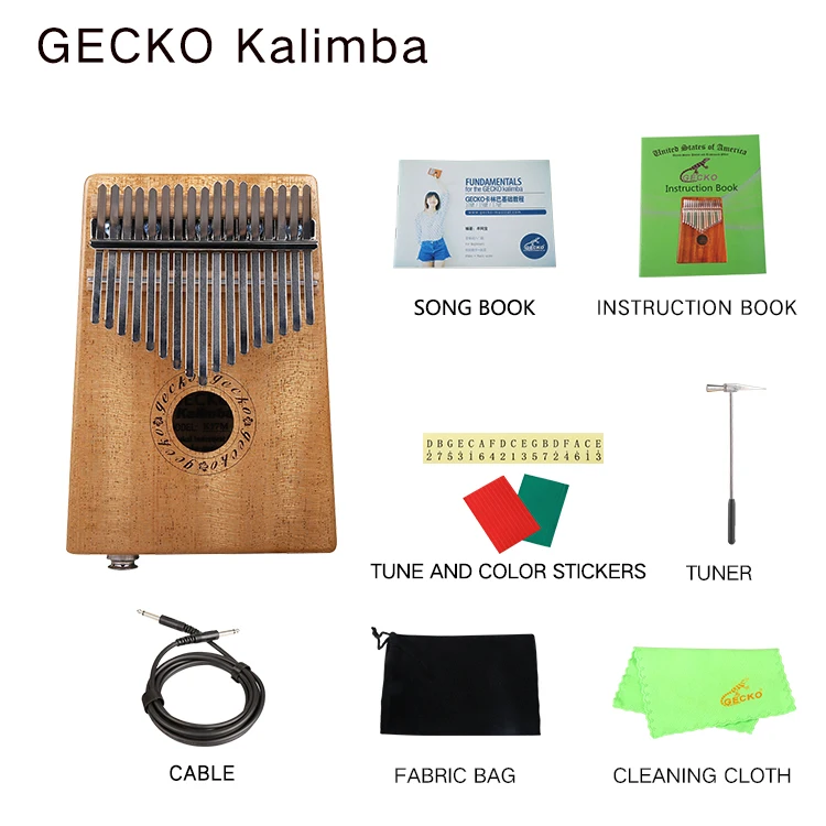 Gecko 17 клавиш Kalimba большой палец пианино импортируется из твердого красного дерева тела музыкальный инструмент с EVA чехол обучения книга Мелодия молоток K17MEQ