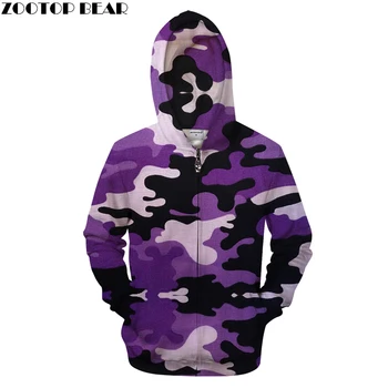

Purple Camo 3D Zip Hoodies Zipper Sweatshirt Pullover Hoody Streetwear Tracksuite Groot Casual Coat Brand DropShip ZOOTOPBEAR