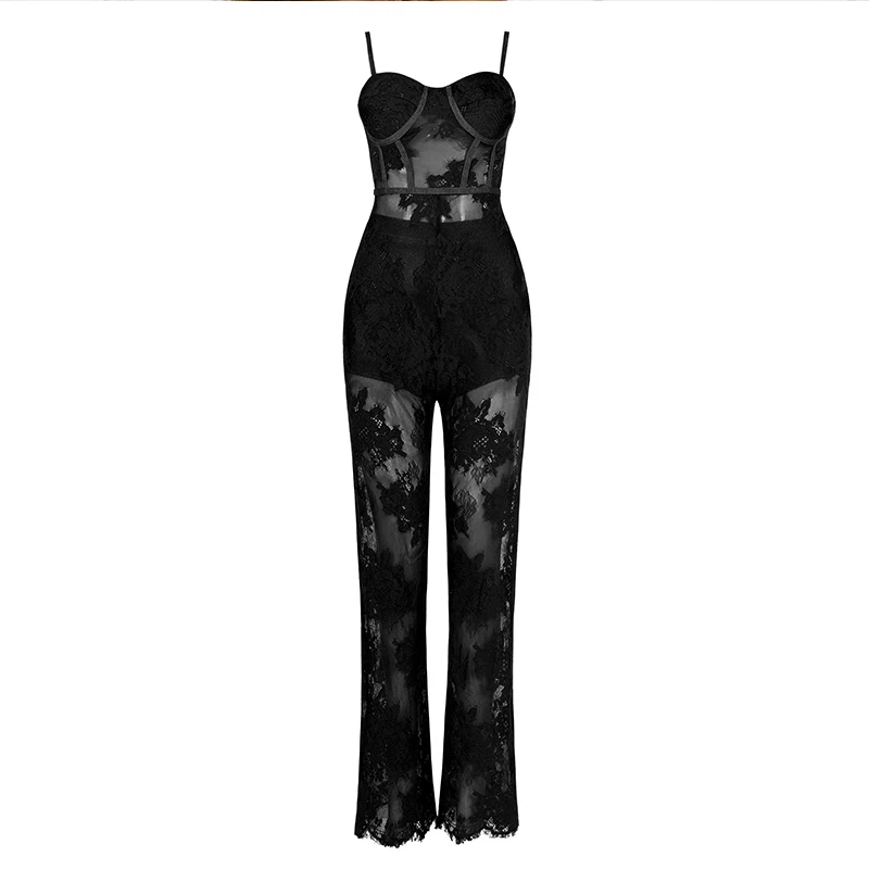 Комбинезоны для женщин 2018 длинные черные спинки Эластичный bodycon вечерние повязку