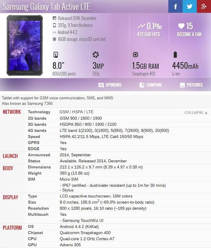 Samsung Galaxy Tab Active LTE