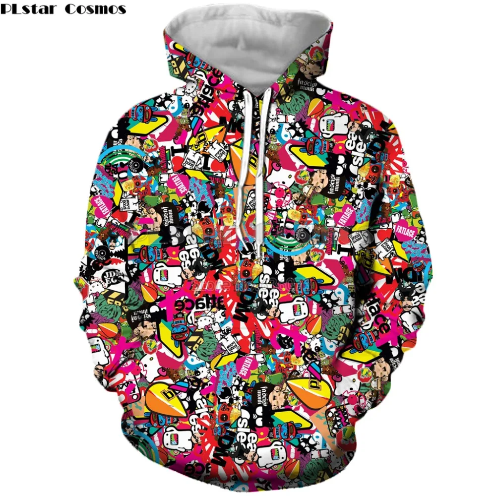PLstar Cosmos Drop shipping 2019 New Fashion Men Women Hoodie Cartoon anime collage Print Casual