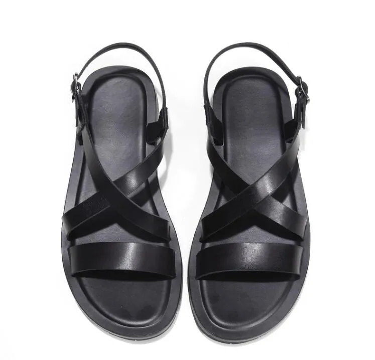 Flats Men's Summer Sandals Genuine Leather Buckle Cross-tied Seaside Peep Toe Casual Shoe Moccasin Gommino Antiskid Male Slipper
Flats Men's Summer Sandals Genuine Leather Buckle Cross-tied Seaside Peep Toe Casual Shoe Moccasin Gommino Antiskid Male Slipper