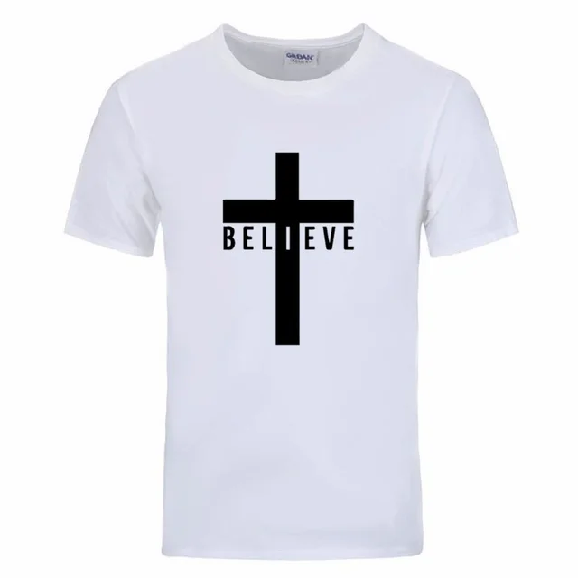 I Believe God Christian Men's Fashion T Shirts Cross Printing Black ...