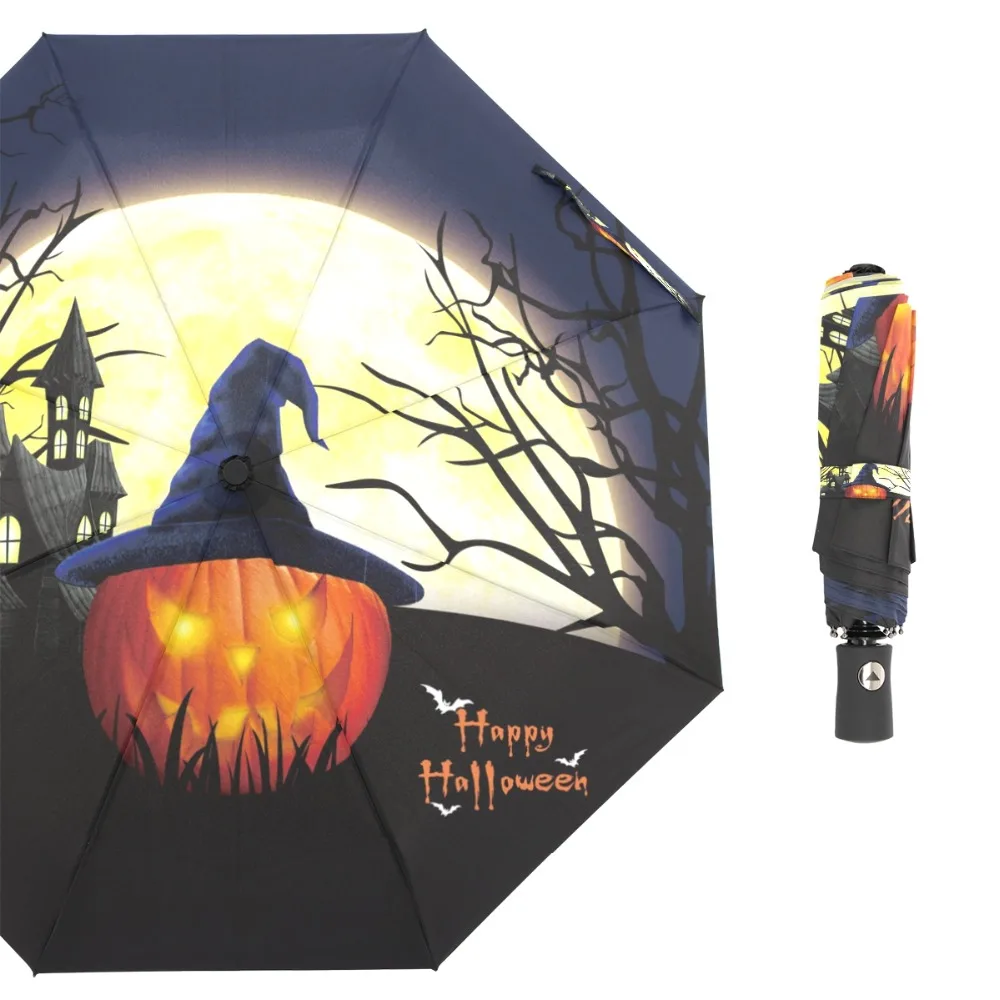 

Susino Halloween Umbrella 8 Ribs Auto Open Manual Close Metal Pongee Horror Nights Three-folding Rain Umbrella Ghost