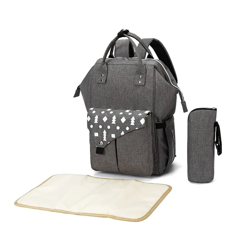 2019 Brand New Pockets Printed Shoulder Backpack Mother and Baby Solid Bag Fashion Multi-function Mummy Bag Large Capacity 07