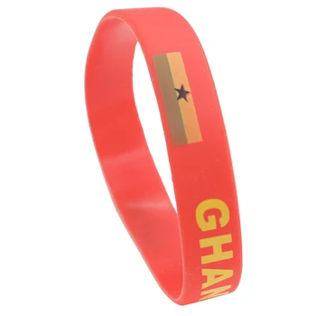 

100pcs Ghana flag silicone wristband bracelet free shipping