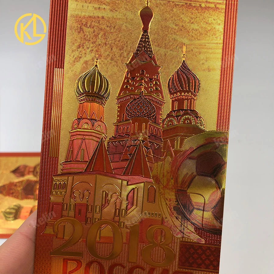 RU005 Россия 100 рубля Футбольный Стиль Позолоченные банкноты для ценной коллекции и новогодних подарков