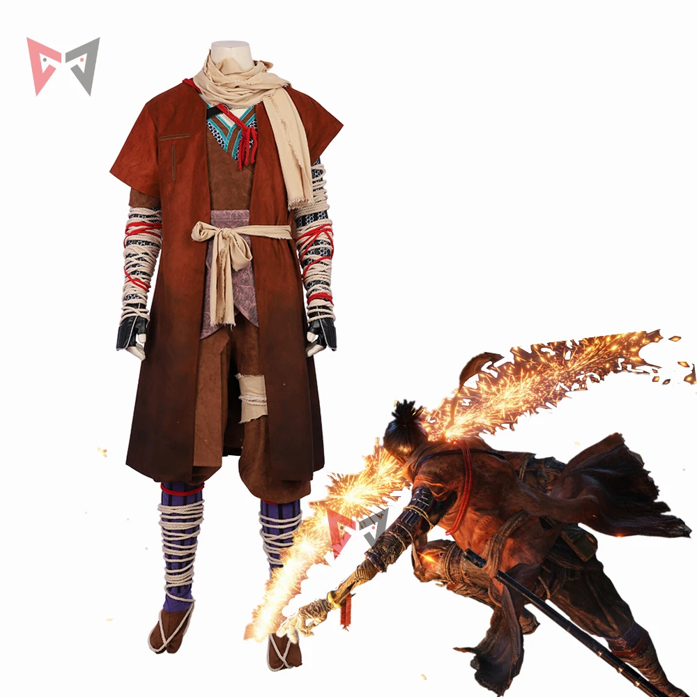 Новая игра SEKIRO Shadows Die Twice косплей костюм дети мужчины женщины на заказ размер кожаное пальто рубашка шарф брюки носки ремень комплект