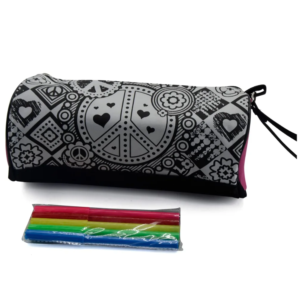 

FREE SHIPPING DIY KIDS PAINTING PENCIL CASE WITH COLORING PENS