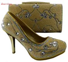 doershowFree Shipping African Fashion Shoes and Matching Bags set for women with plenty stones and Italy