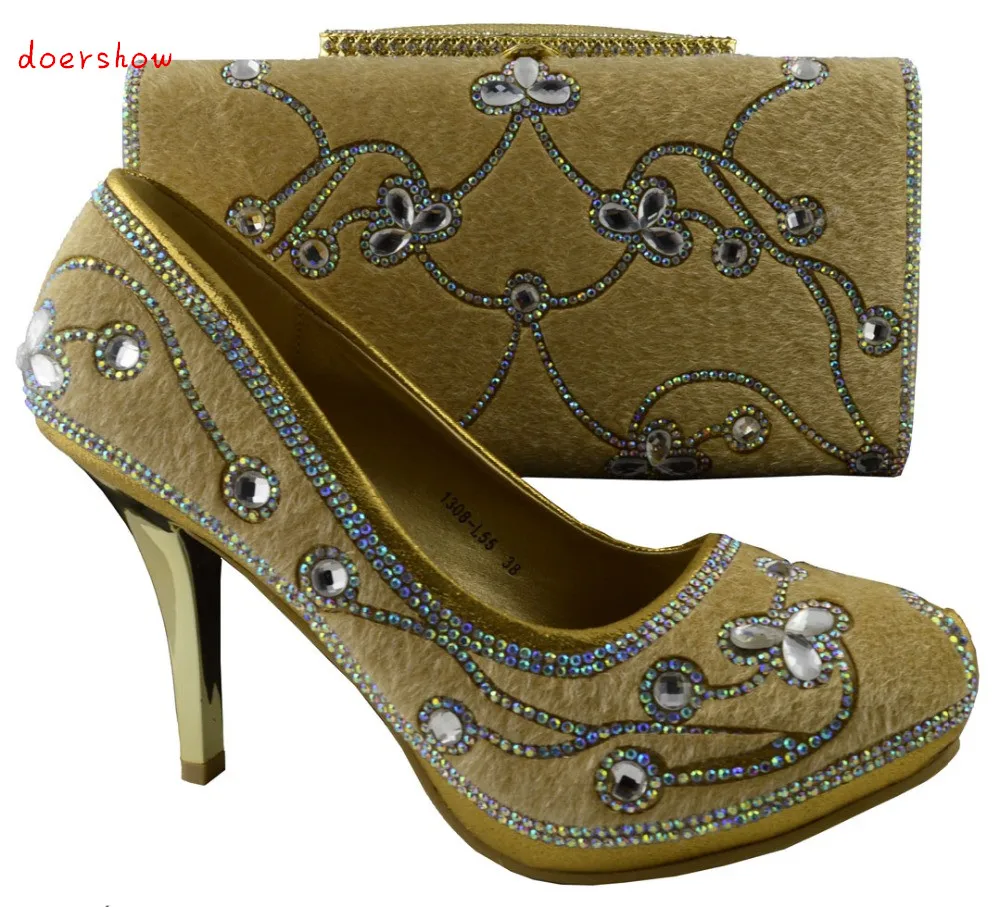 doershowFree Shipping African Fashion font b Shoes b font and Matching Bags set for font b