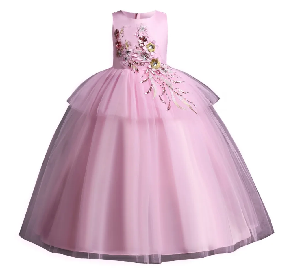 

2019 High Quality Girls Dress Carnival Costumes Kids Clothing Summer Princess Dress Chiffon Wedding Toddle Evening Party Dresse