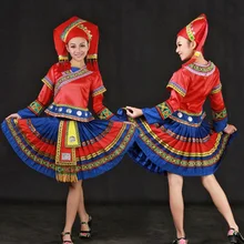 Miao, Национальный танцевальный костюм, платье, древний традиционный S-4XL размера плюс, Китайский народный танец, Miao, одежда Hmong, одежда для женщин