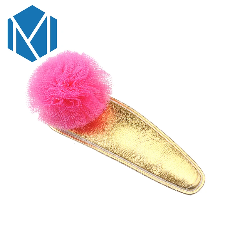 

M MISM Korean Cute Hairy Ball Hairpins For Girls Hair Accessories Fashion Shiny PU Children BB Hair Clips For Girls Kids Baby