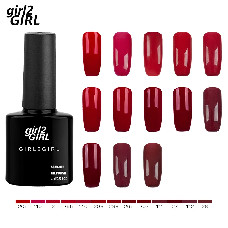 Girl2girl 8 مللي نقع معطلة جل UV جيل للأظافر البولندية مسمار الفن مانيكير الأظافر هلام البولندية مسمار ورنيش الأحمر الداكن مجموعة Girl2girl 8 مللي نقع معطلة جل UV جيل للأظافر البولندية مسمار الفن مانيكير الأظافر هلام البولندية مسمار ورنيش الأحمر الداكن مجموعة