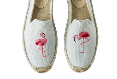 Г., новые модные удобные женские повседневные Эспадрильи с вышивкой синего Фламинго дышащая льняная парусиновая обувь - Цвет: 2